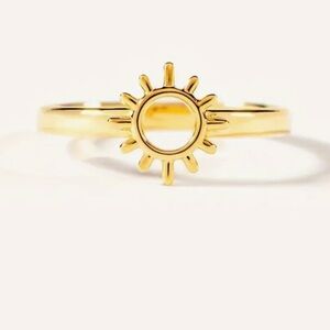 925 Sterling Silver 14kt Golf Plated Sun Ring